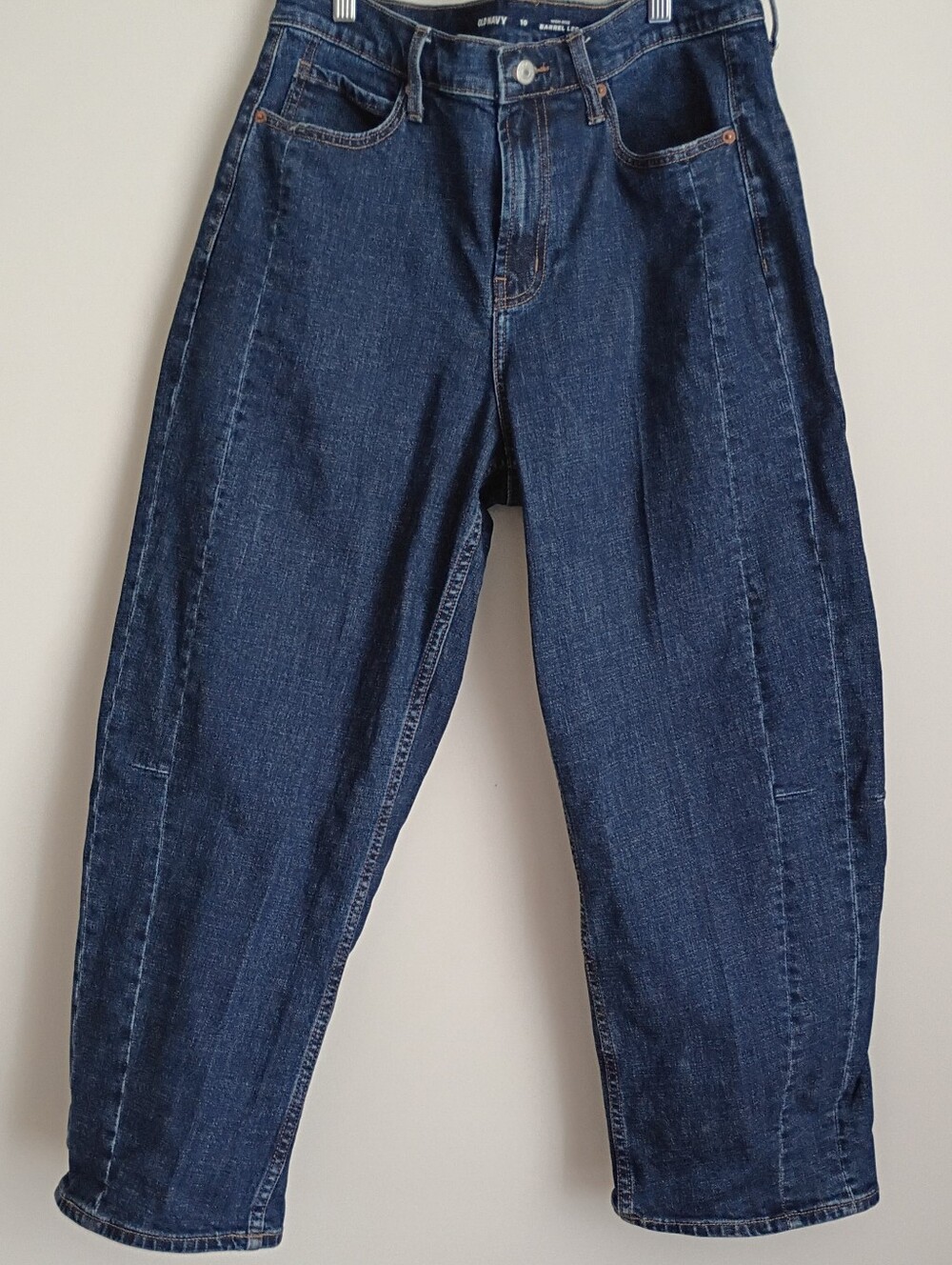 Old Navy Dark Wash High-Waist Barrel Ankle Denim Jeans - Picture 8 of 8